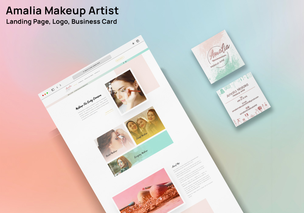 Amalia Makeup Artist webpage and card preview